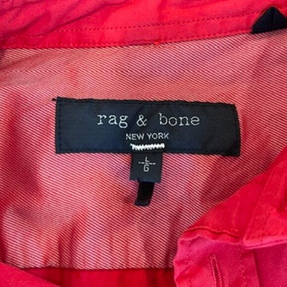 Rag & Bone Arrow Red Button Front Garment Dyed Shirt Men's Large Cotton Blend - Picture 4 of 9